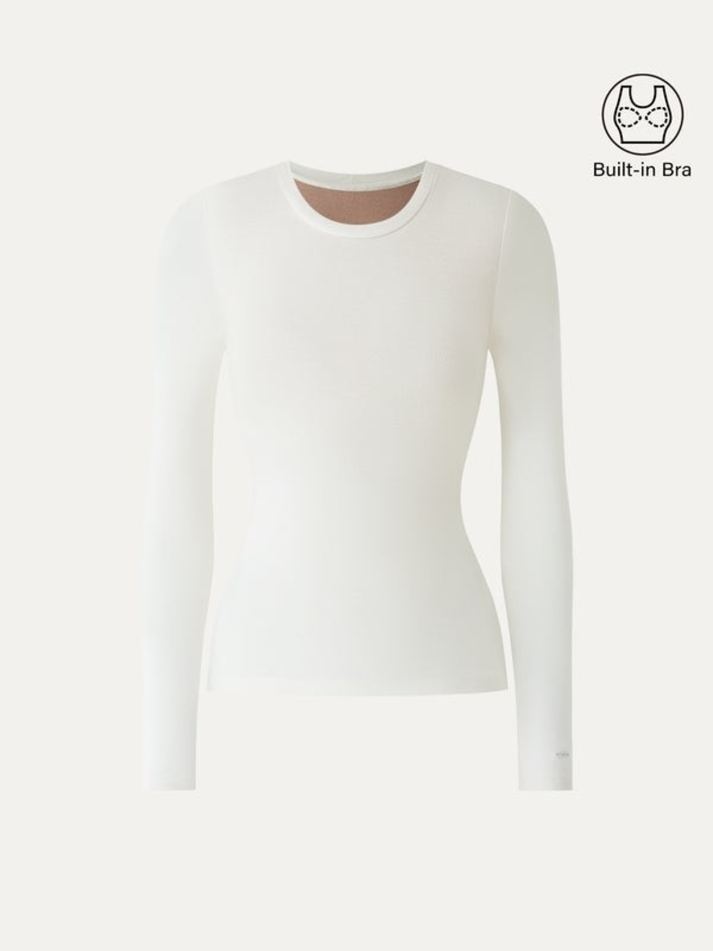 OGL White Prowarm Crewneck Long Sleeve Built-In Bra Top